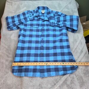 LL Bean Flannel Shirt Mens Large Tall Blue Buffalo Check Plaid Cotton 277982